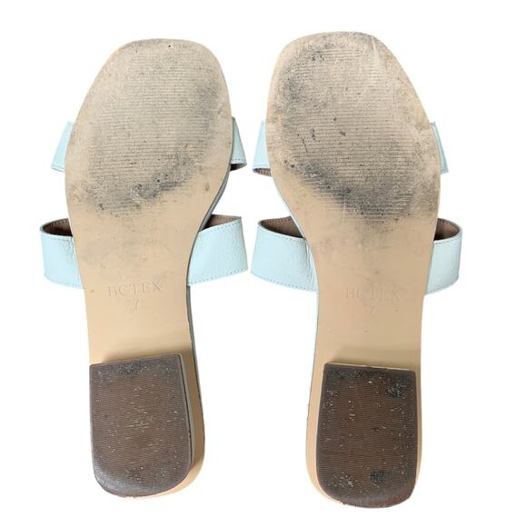 Bctex Womens 7 White Faux Leather Slide On Open Toe Low Heel Mule Sandal Shoes - Picture 7 of 7